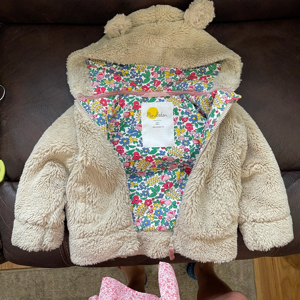 VGUC Mini Boden Sherpa Bear Jacket 2-3